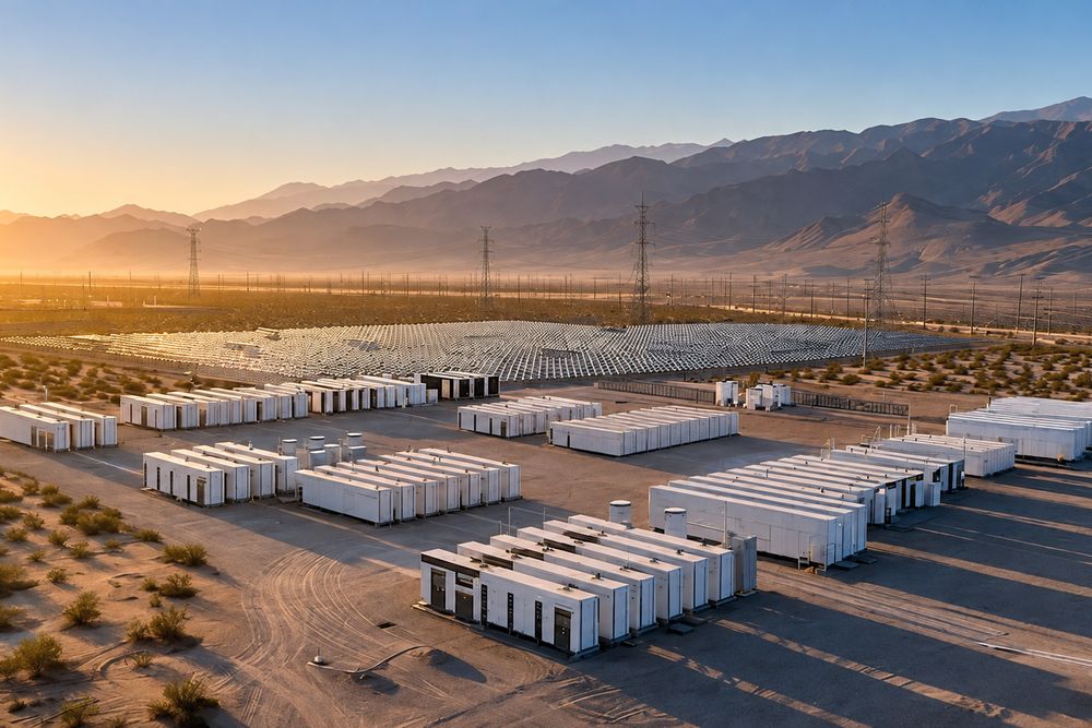 Onsite power containers at a desert energy site
